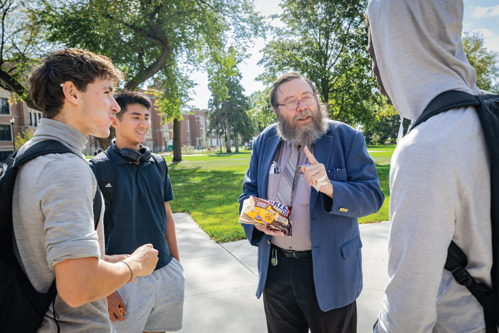 doug munski talks to students